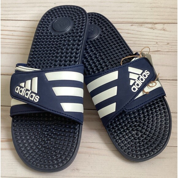 Adidas Adissage slides Sandals F35579 Dark Blue White mens Size 11 Women Size 12 - Picture 1 of 9